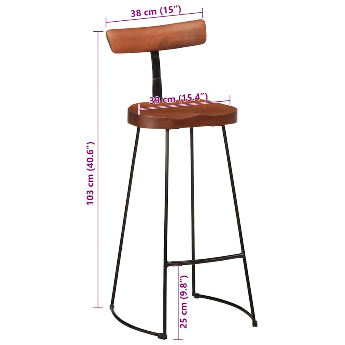 vidaXL Hokery barowe 2 szt. 49x43x103 cm Drewno lite Mango