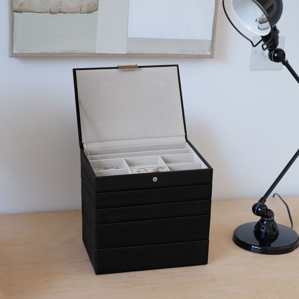 Szkatułka na biżuterię Stackers pięcioelementowa classic czarna