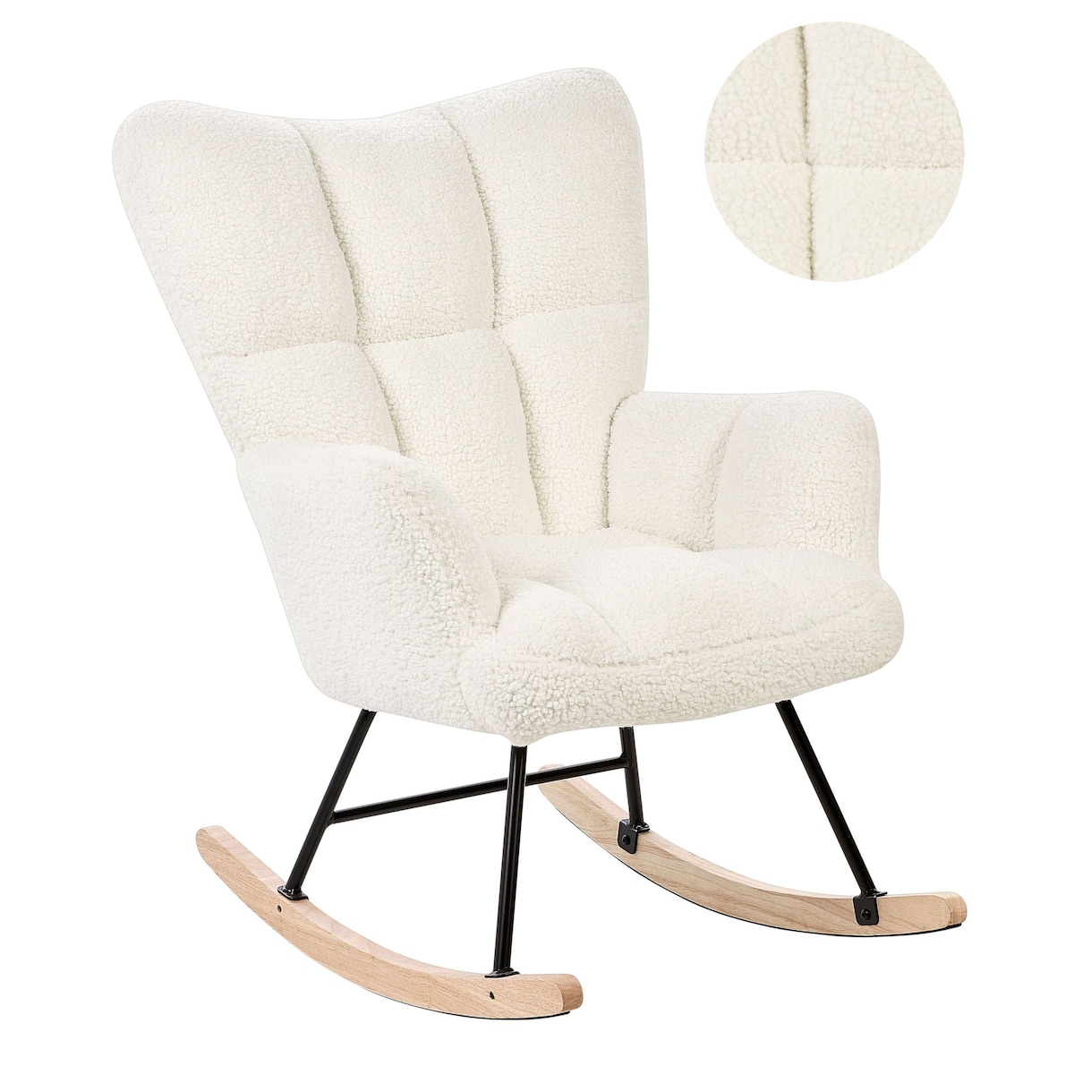 Fotel bujany OULU Boucle Biały