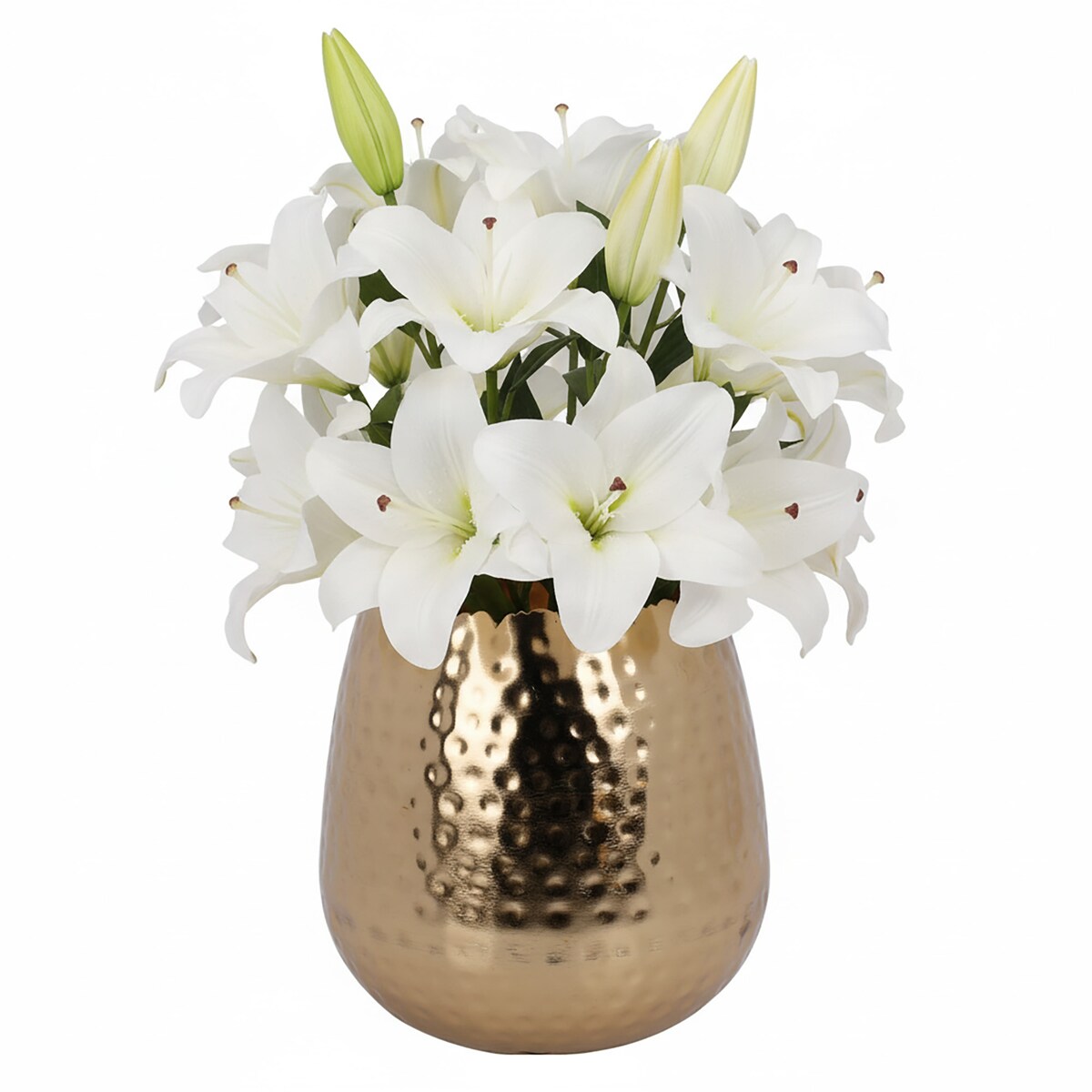 Wazon Metalowy Zdobiony Dekoracyjny Waza Ozdobna Na Kwiaty 18X18 Cm Złoty