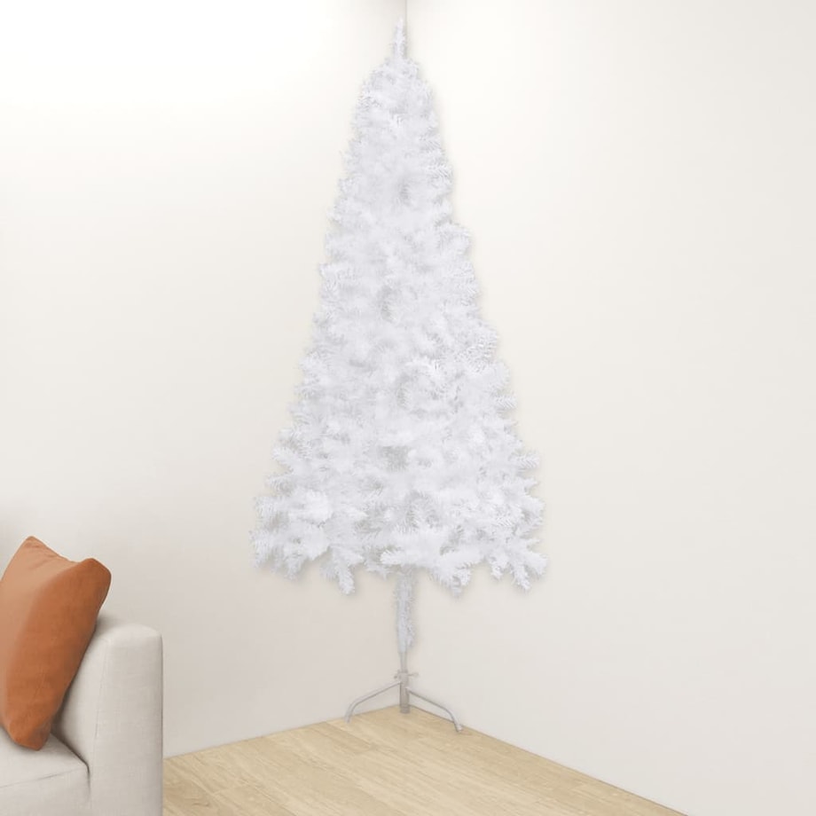 vidaXL Sztuczna choinka narożna, biała, 180 cm, PVC