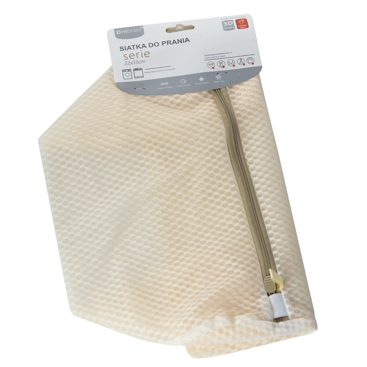 Siatka Worek Na Pranie Ubrań Bielizny Kosz Na Pranie 22X33 Cm Beżowy