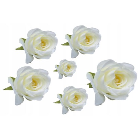 6x RÓŻA BIAŁA SZTUCZNA na aranżację bukiet kompozycji doniczkowych wyrobowa