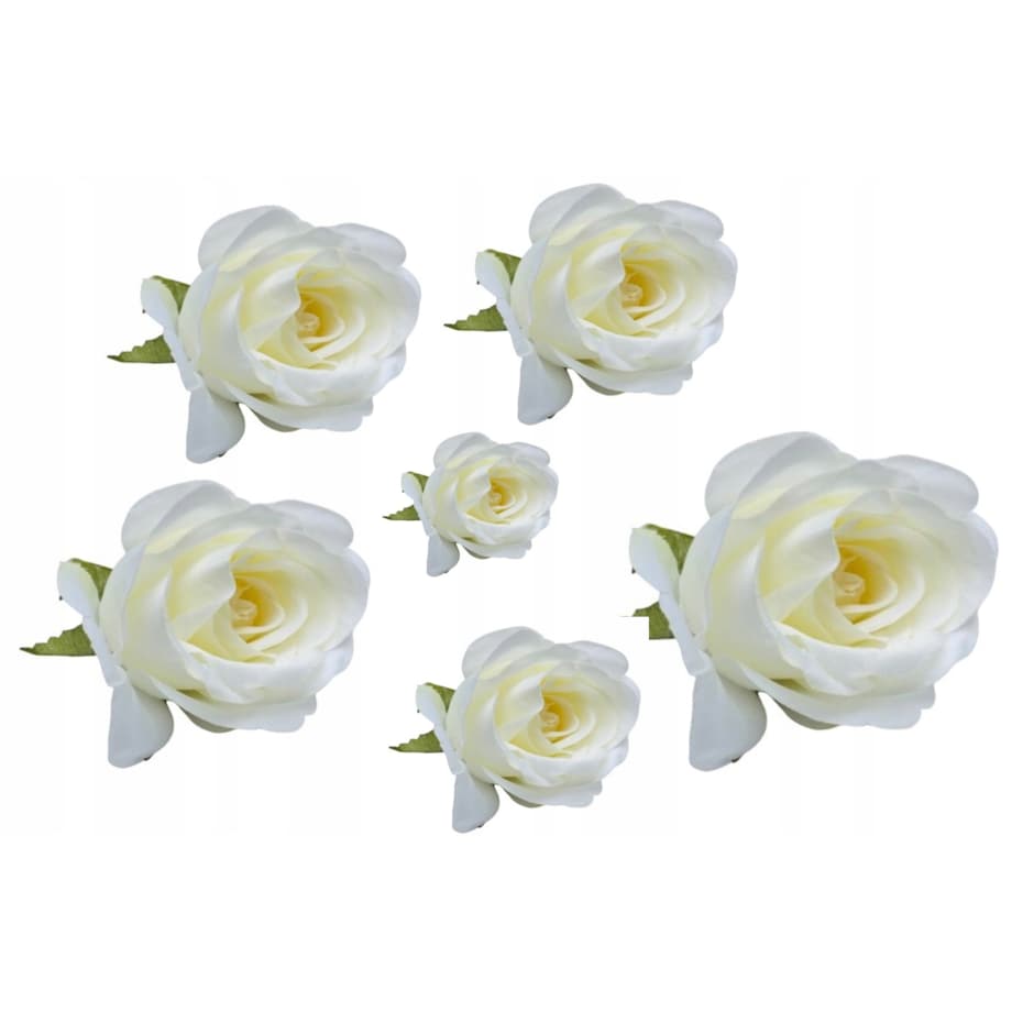 6x RÓŻA BIAŁA SZTUCZNA na aranżację bukiet kompozycji doniczkowych wyrobowa