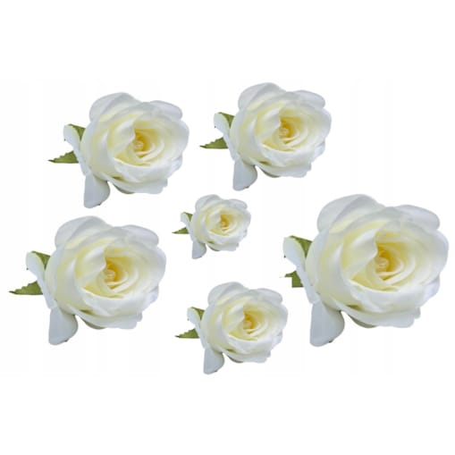6x RÓŻA BIAŁA SZTUCZNA na aranżację bukiet kompozycji doniczkowych wyrobowa