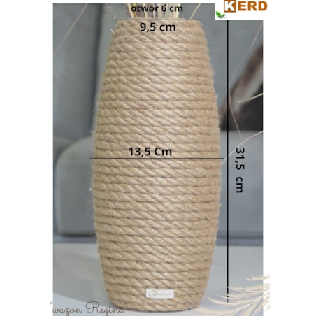 Wazon REGINA w stylu BOHO jutowy do suszonej trawy i kwiatów * pleciony sznurek jutowy naturalny do trawy pampasowej kompozycji h 31 cm styl skandynawski