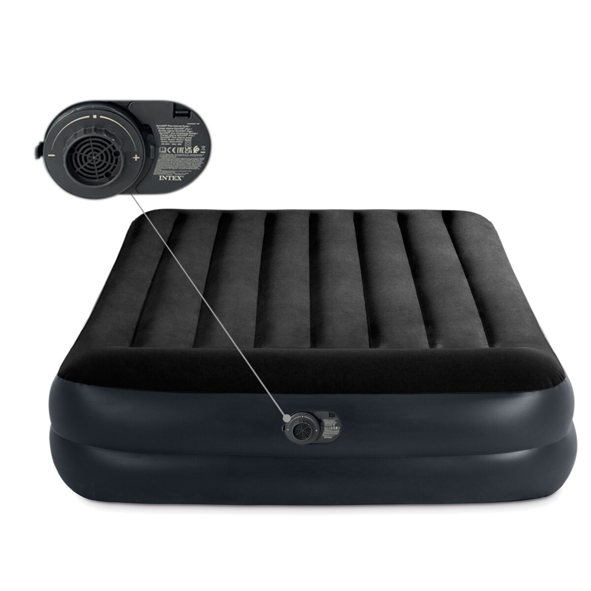 Materac dmuchany Intex dwuosobowy z wbudowaną pompką 203x152x42 cm