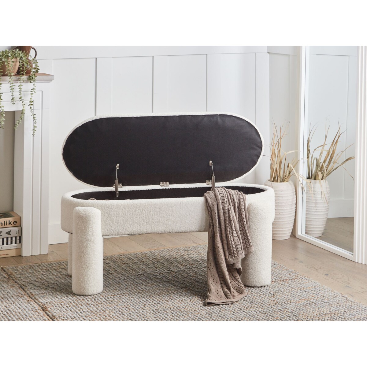 Ławka ze schowkiem OAKLEY Boucle Złamana biel