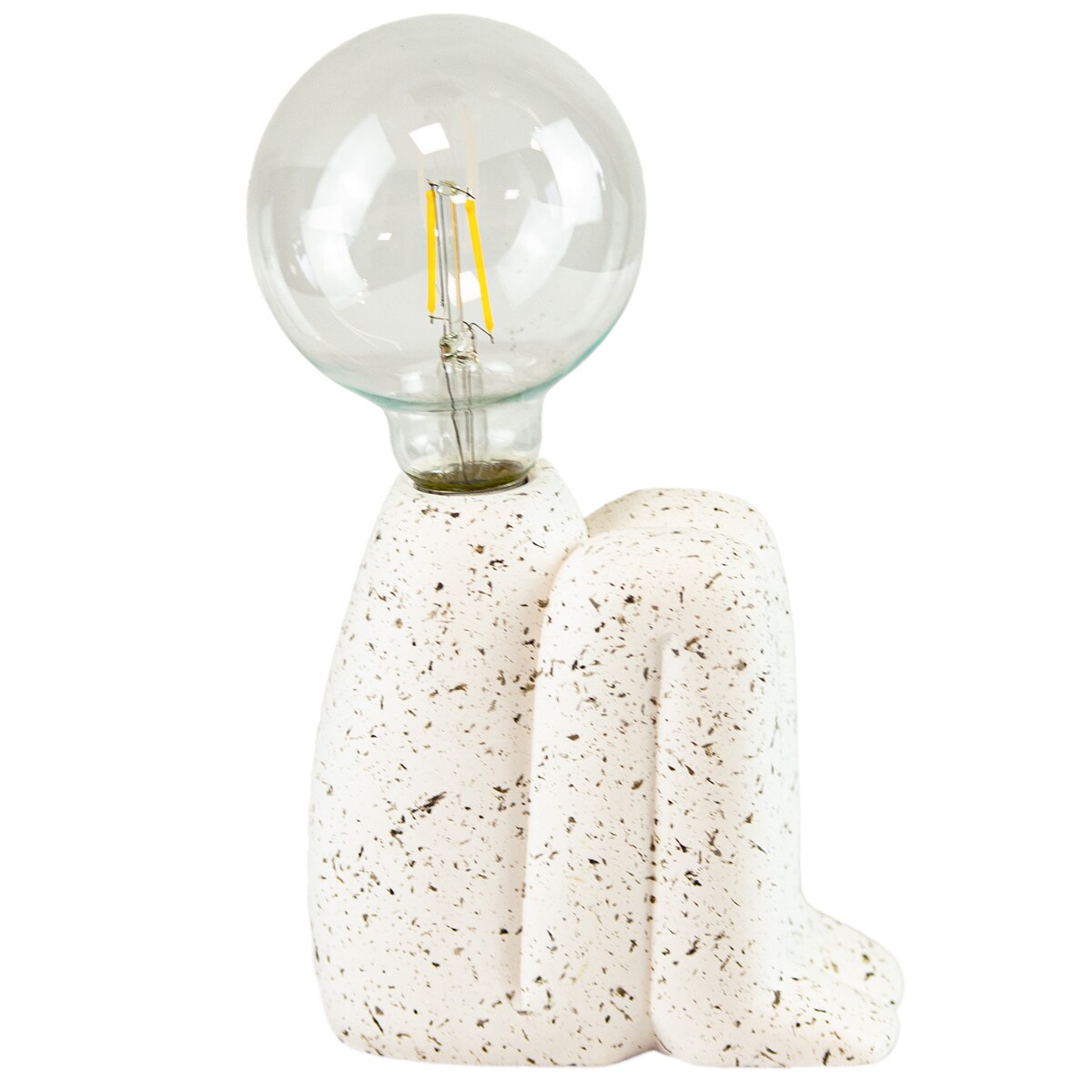 Lampka Nocna Led Stojąca Stołowa Cementowa Dekoracyjna Na Baterie Biała