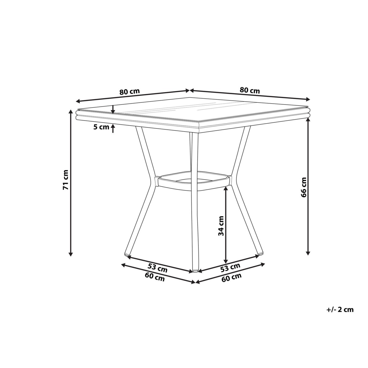 Stolik bistro RIFREDDO 80 cm Szkło Czarny/ biały