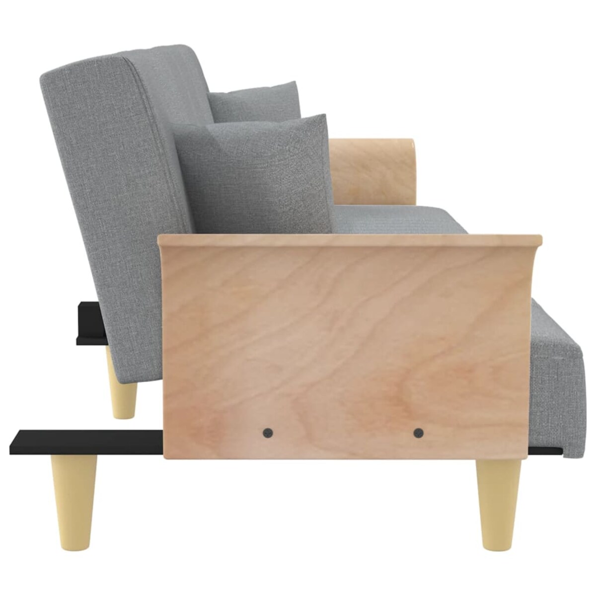 vidaXL Rozkładana kanapa z podłokietnikami, jasnoszara, obita tkaniną