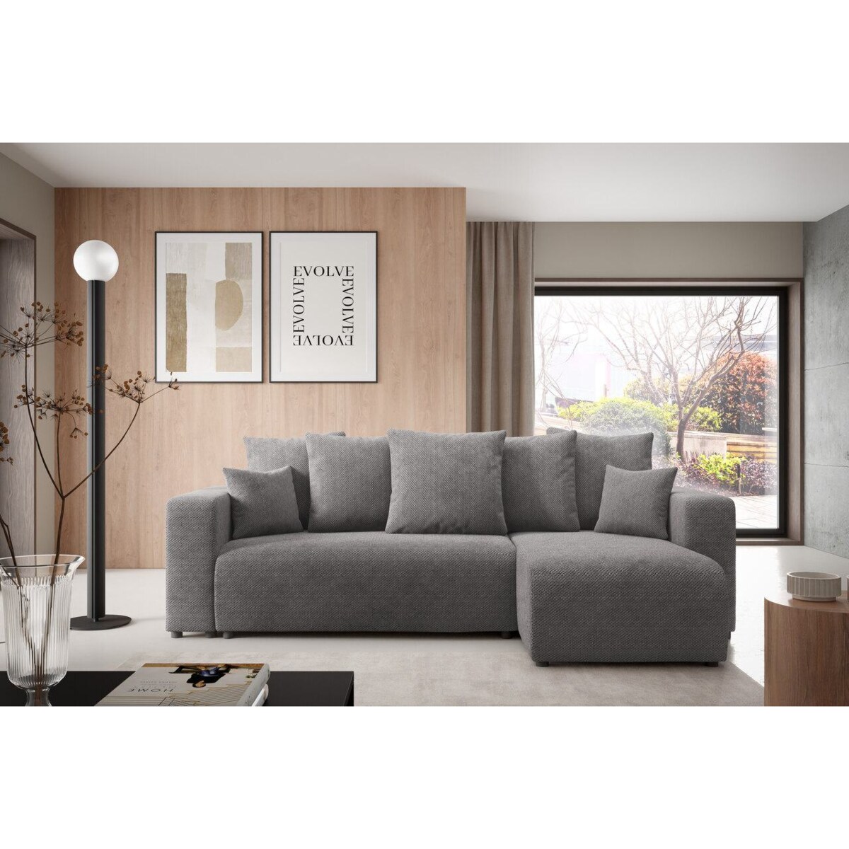 Narożnik EVORA L z pojemnikiem tkanina miękki plusz Kolor: Onega 07