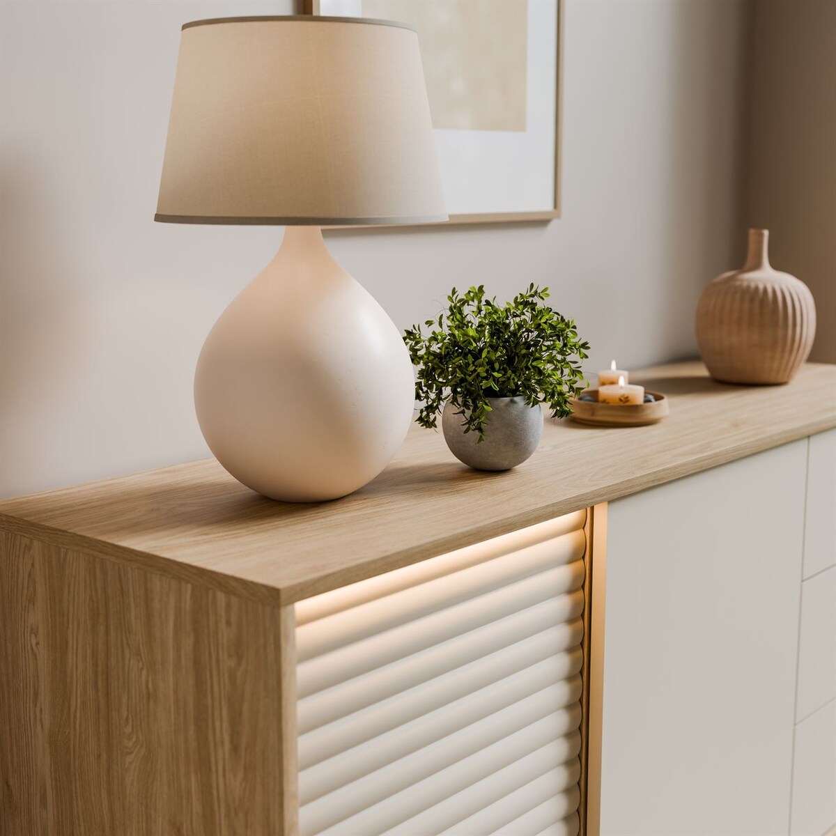 Komoda FLORENCE 2D3S z szufladami, dąb olejowany / kaszmir