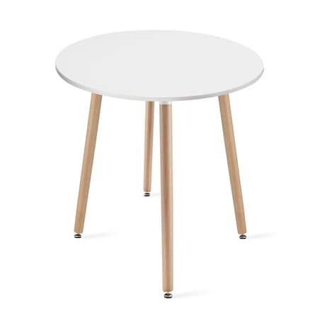 Stół Do Jadalni Kuchni Salonu Biura Kami Okrągły 60 Cm - Biały / Naturalne Nogi