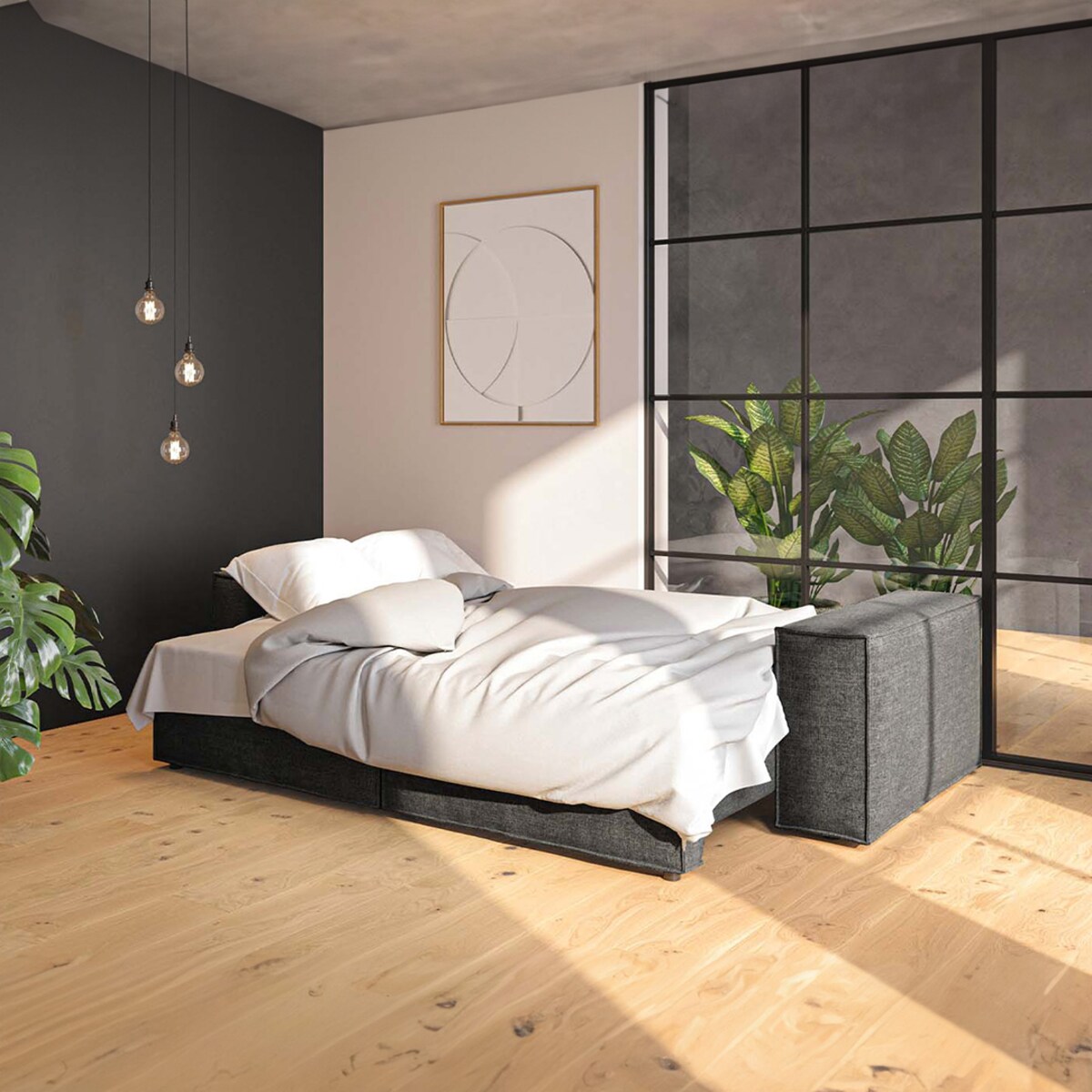 Melow 3-osobowa rozkładana sofa - antracytowa