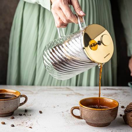 Zaparzacz do kawy herbaty szklany 1000ml French Press złoty KLAUSBERG