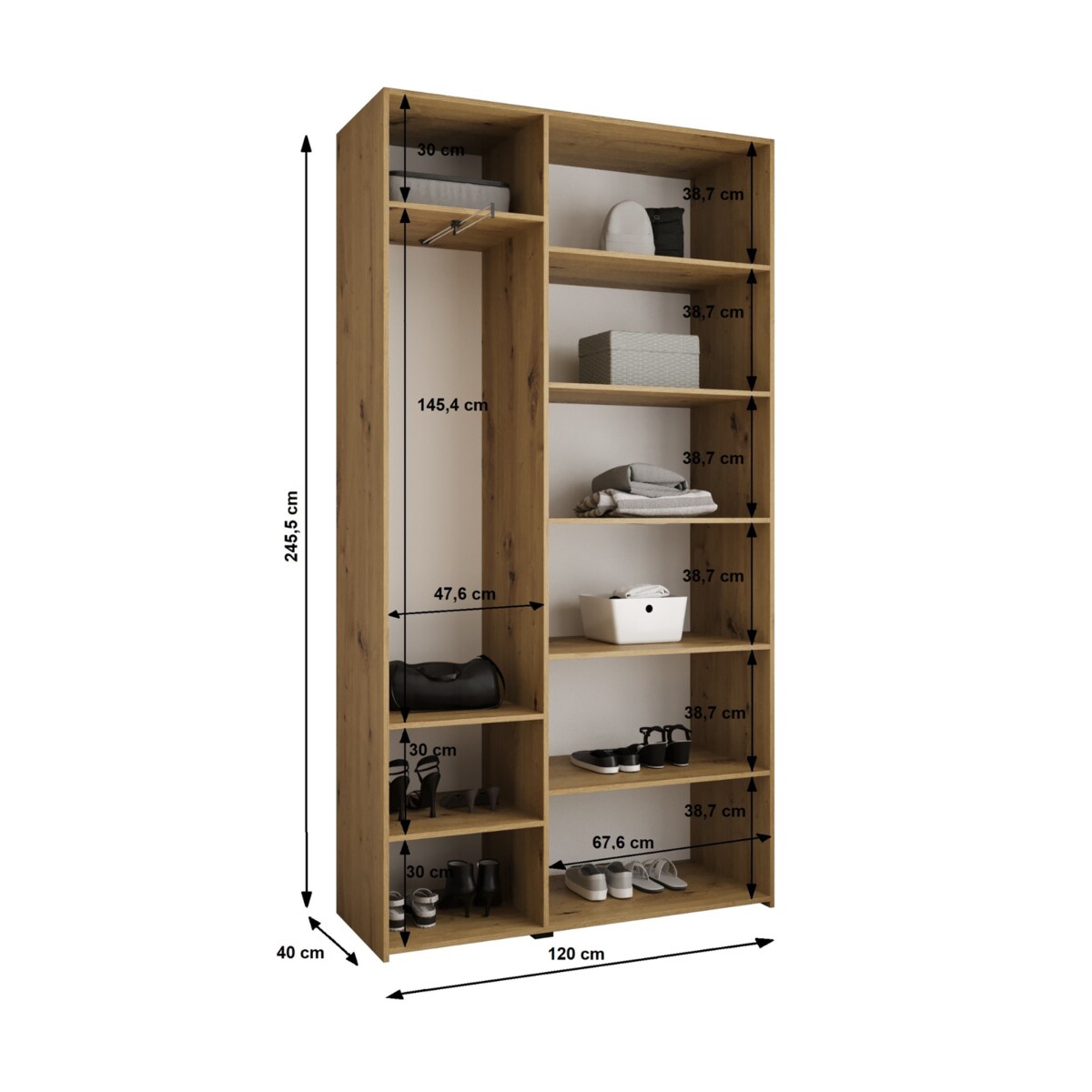 Szafa trzydrzwiowa Como 4 120 gł.40 biały+czarny