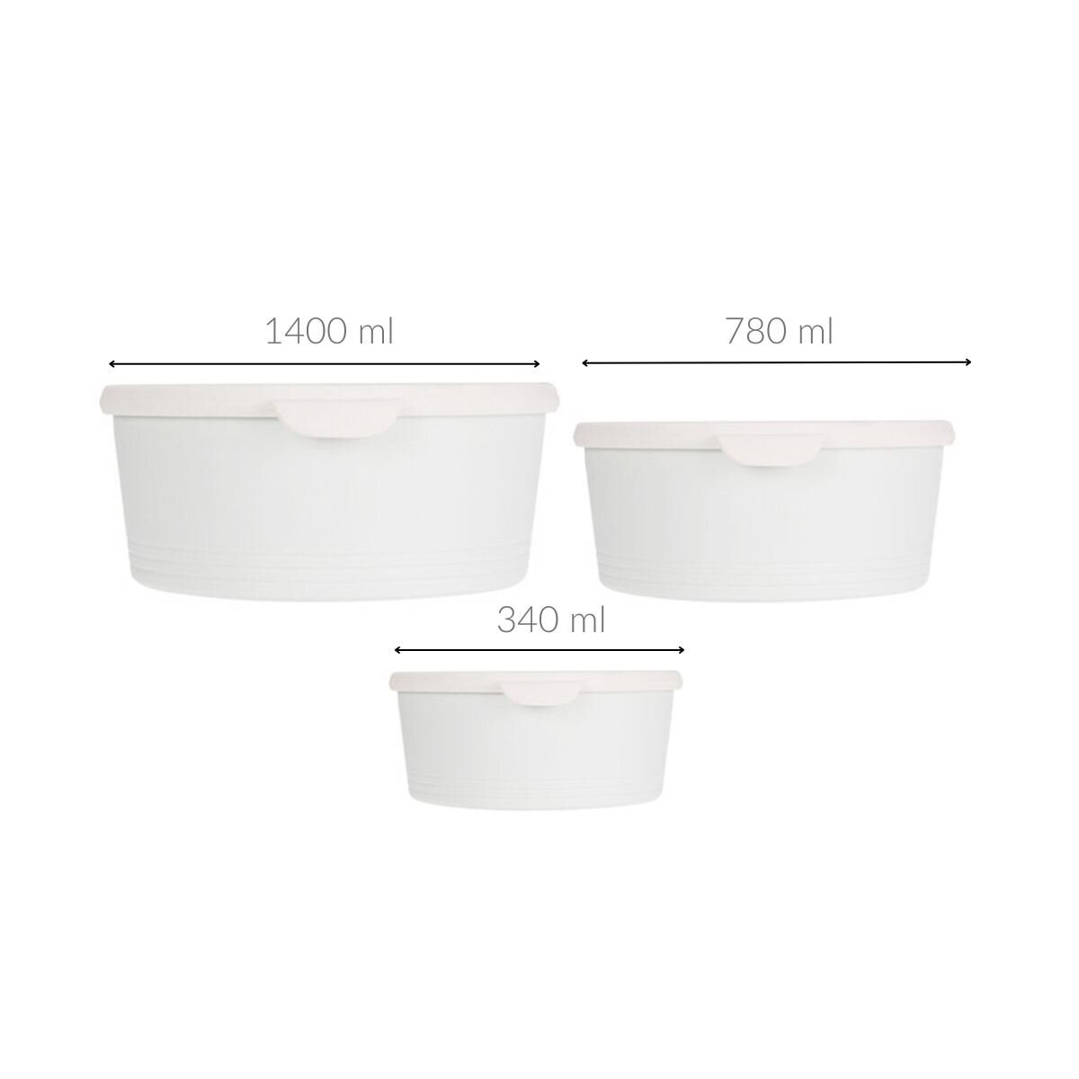Pojemniki na żywność okrągłe z tworzywa sztucznego, 3 sztuki o różnej wielkości