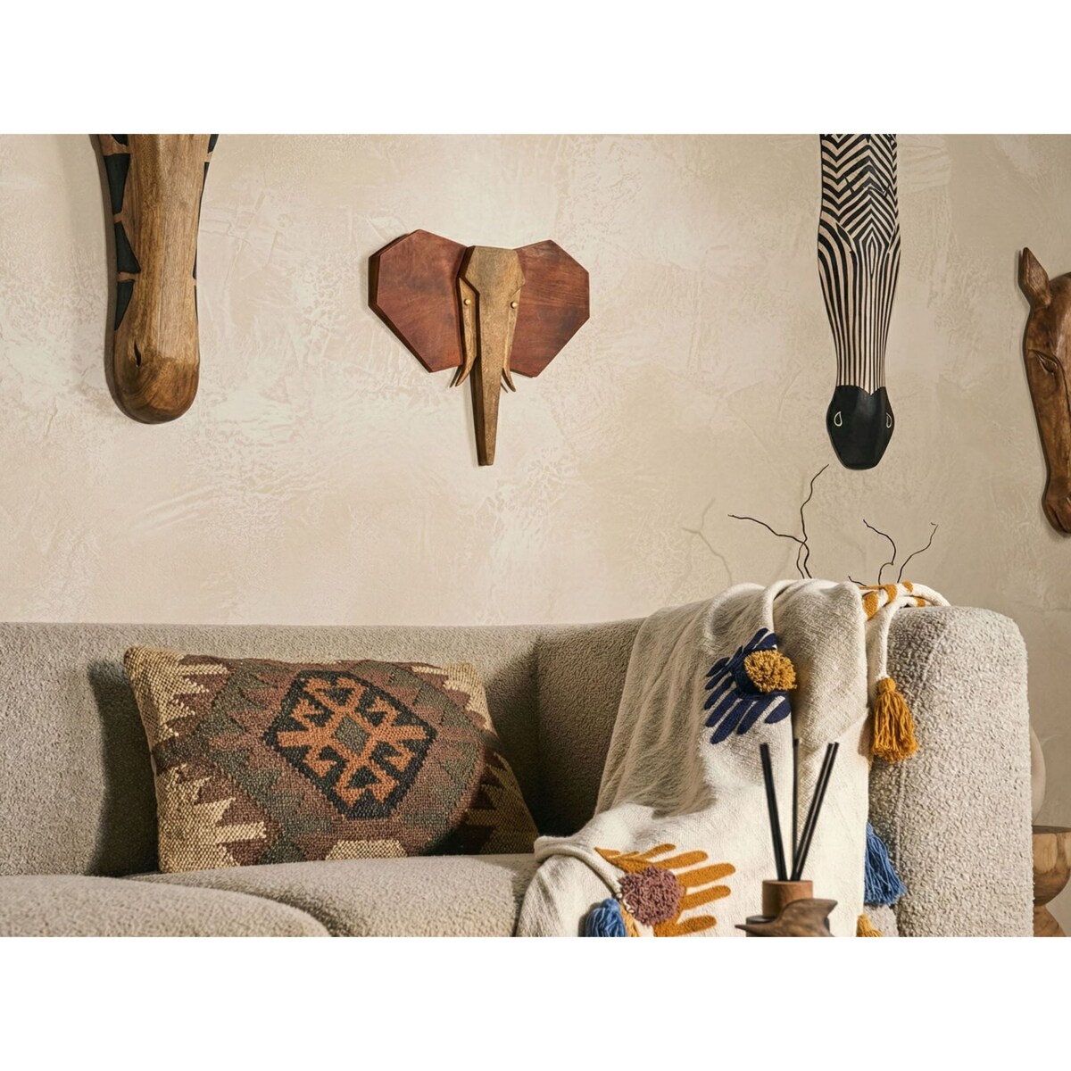 Dekoracja ścienna Słoń GAROUA Drewno mango 37 cm Brązowy