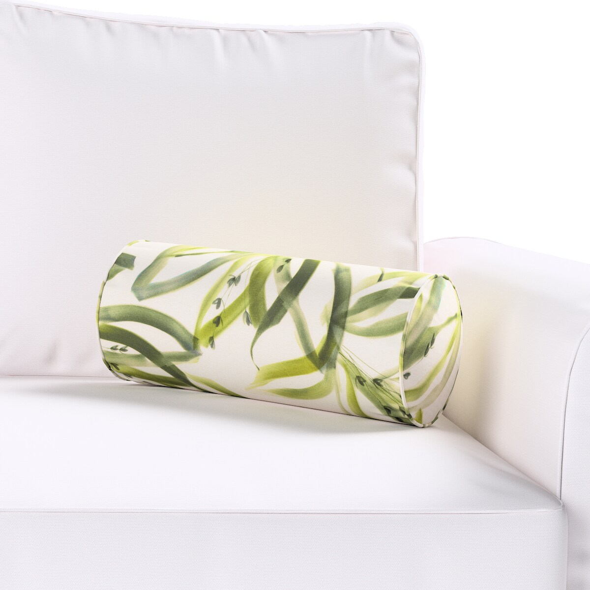 Poduszka wałek prosty, biało-zielony, Ø16 x 40 cm, Gardenia