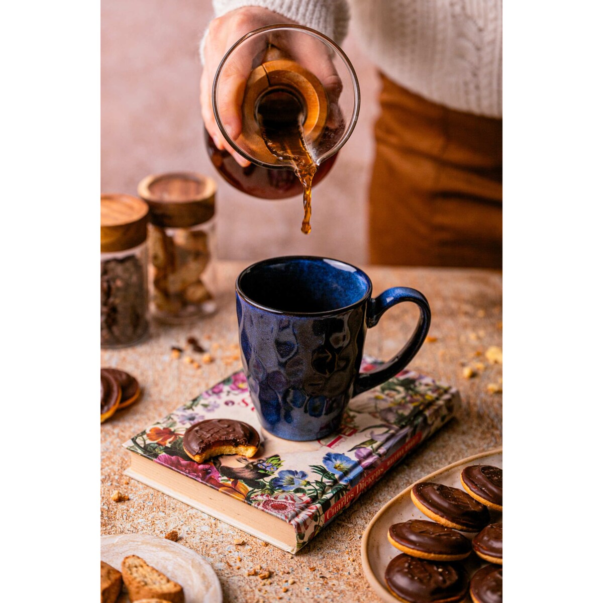 Zestaw kubków Uminami niebieski dla 6 osób Nowoczesny Do zmywarki Komplet