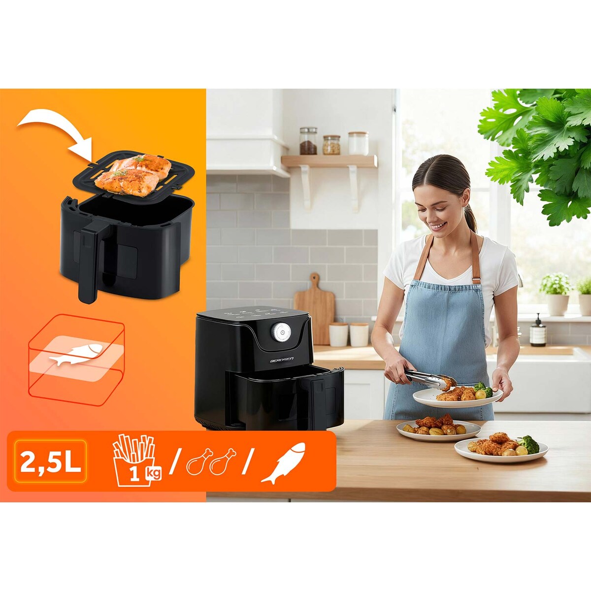 Frytkownica beztłuszczowa frytownica AIR FRYER mocna Berdsen