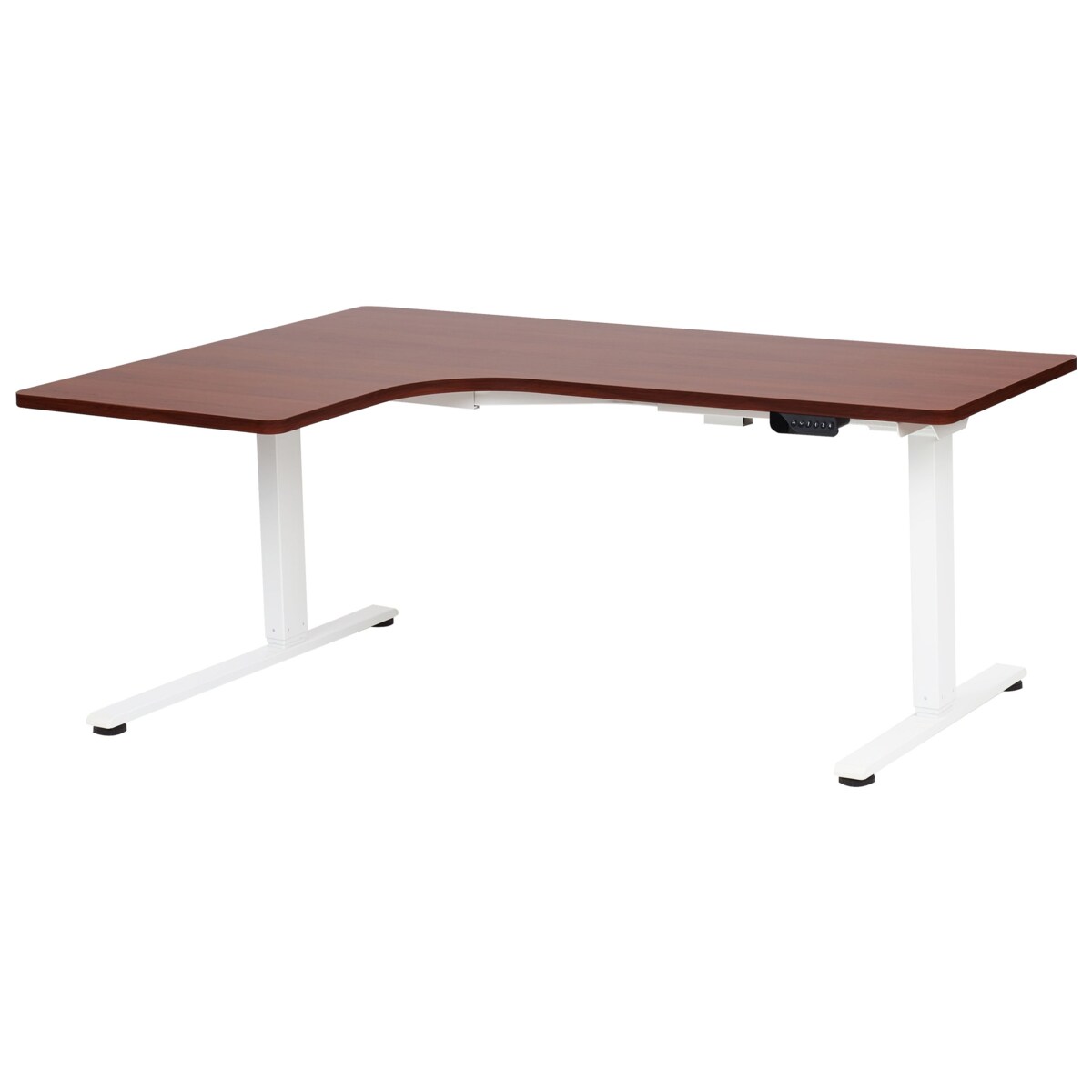 Biurko narożne lewe regulowane elektrycznie 160 x 59 cm ciemnobrązowe z białym DESTINES