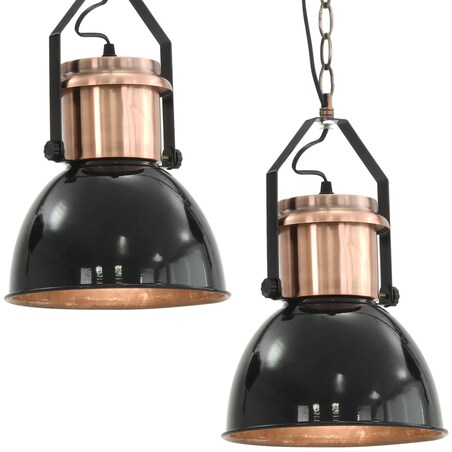 vidaXL Lampy sufitowe, 2 szt., czarne, okrągłe, E27