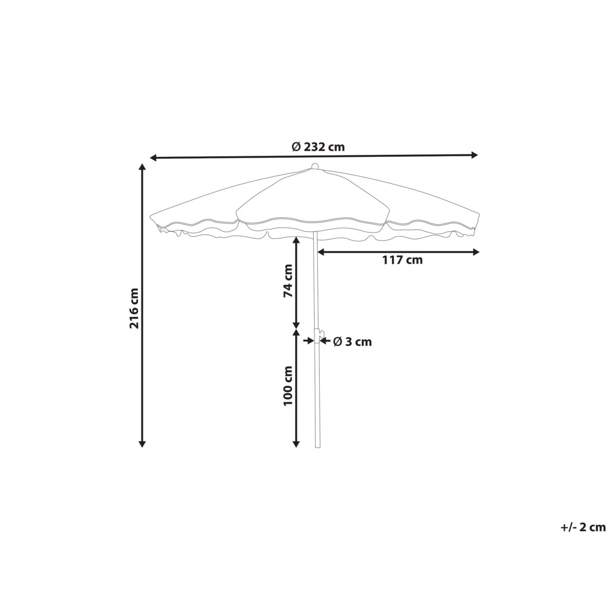 Parasol ogrodowy 232 cm SESTRIERE Beżowy