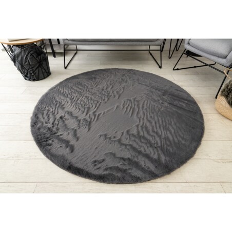 Dywan BUNNY koło antracyt IMITACJA FUTRA koło 100 cm