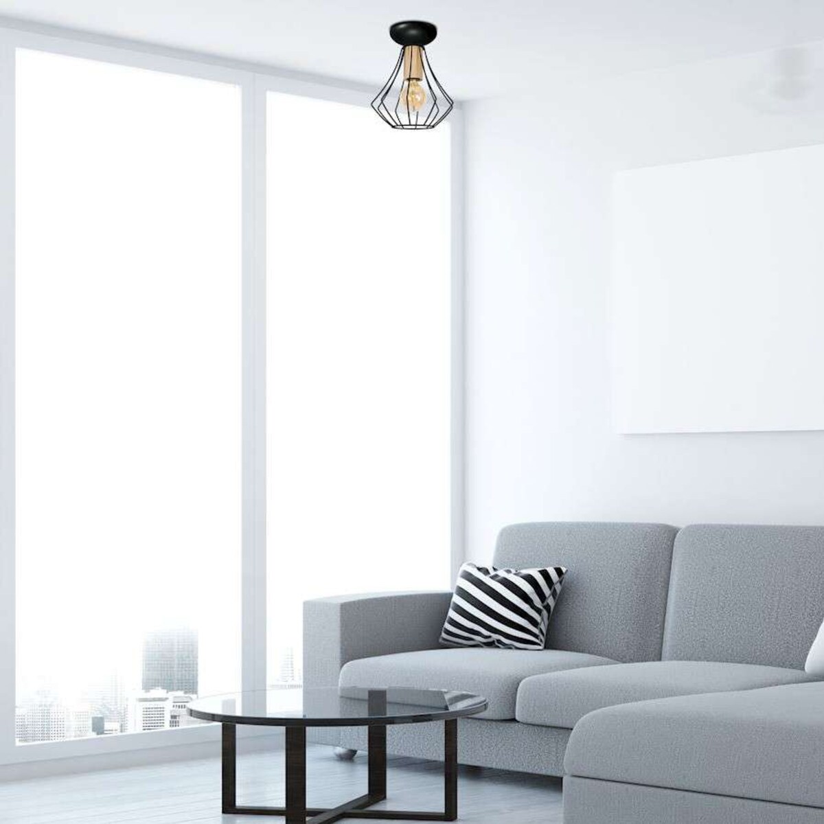 Druciana LAMPA sufitowa WILL MLP4189 Milagro natynkowa OPRAWA plafon metalowa klatka drewno czarna