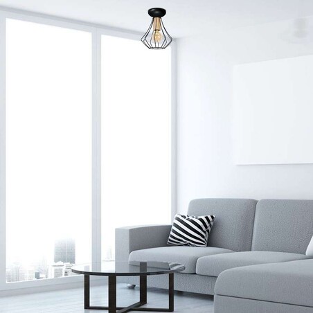 Druciana LAMPA sufitowa WILL MLP4189 Milagro natynkowa OPRAWA plafon metalowa klatka drewno czarna