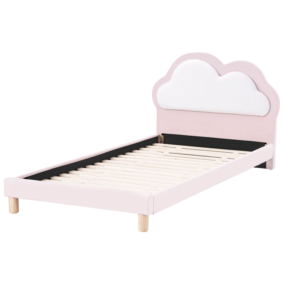 Łóżko Welur MAZOU 90 x 200 cm Różowy