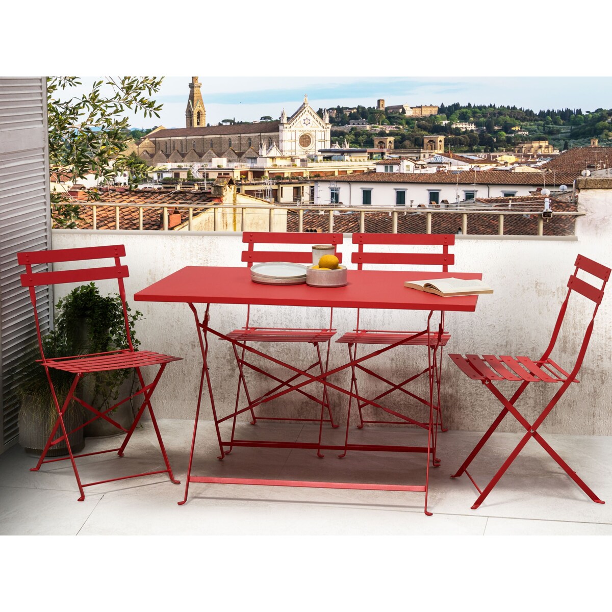Zestaw ogrodowy dla 4 osób FIORI Metal Czerwony