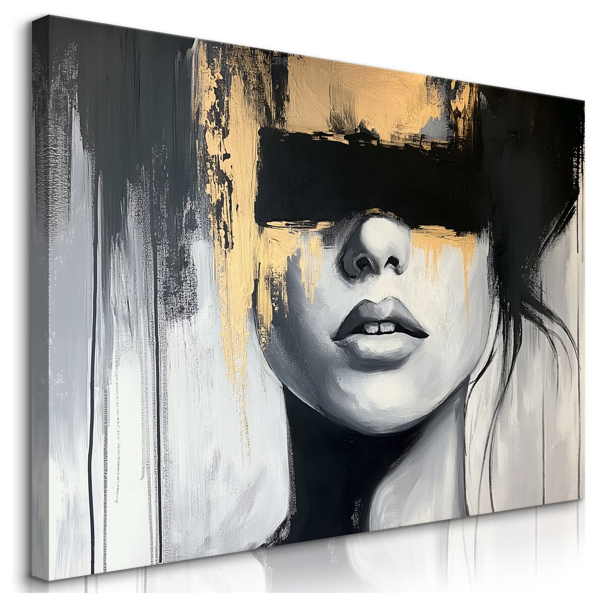 OBRAZ NA PŁÓTNIE DO SYPIALNI POTRTET W STYLU GLAMOUR ABSTRAKCJA 120x80cm