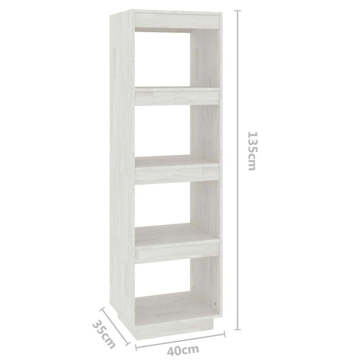 vidaXL Regał na książki/przegroda, biały, 40x35x135 cm, drewno sosnowe
