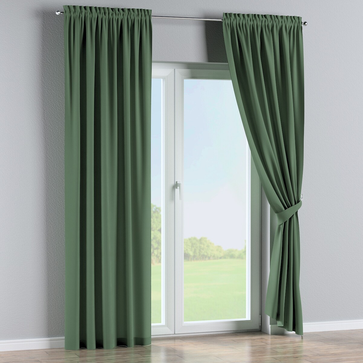 Zasłona na kanale z grzywką 1 szt. 130x260 zielony