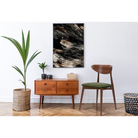 KONSIMO RABI drewniane krzesło orzech zielony welur