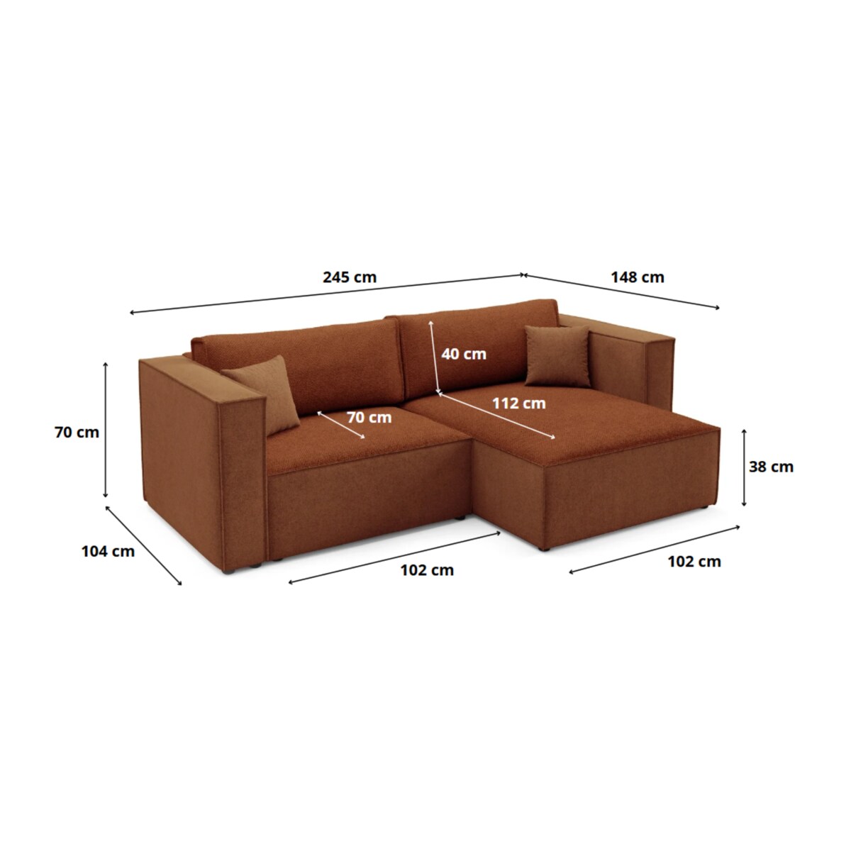 Narożnik KEYMON L z funkcją spania Kolor: Dunbar 80 / Sicuro 30