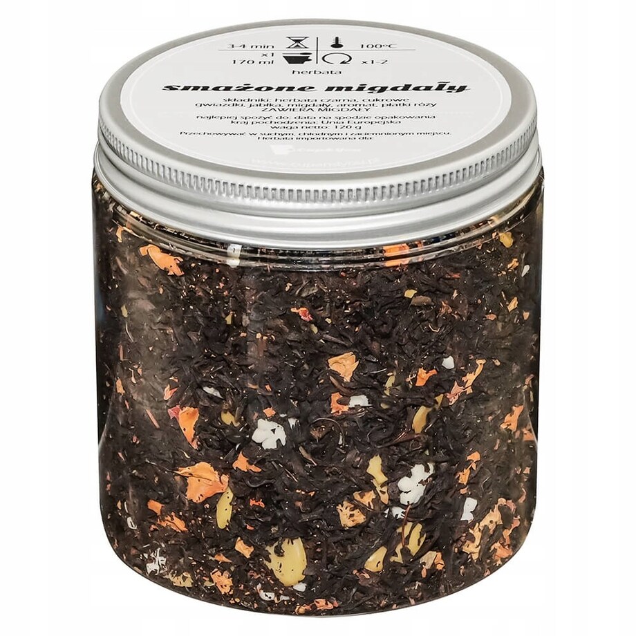 Herbata czarna sypana SMAŻONE MIGDAŁY o smaku pieczonych jabłek z migdałami - herbata liściasta sypana mieszanka napar susz - gotowa na prezent upominek