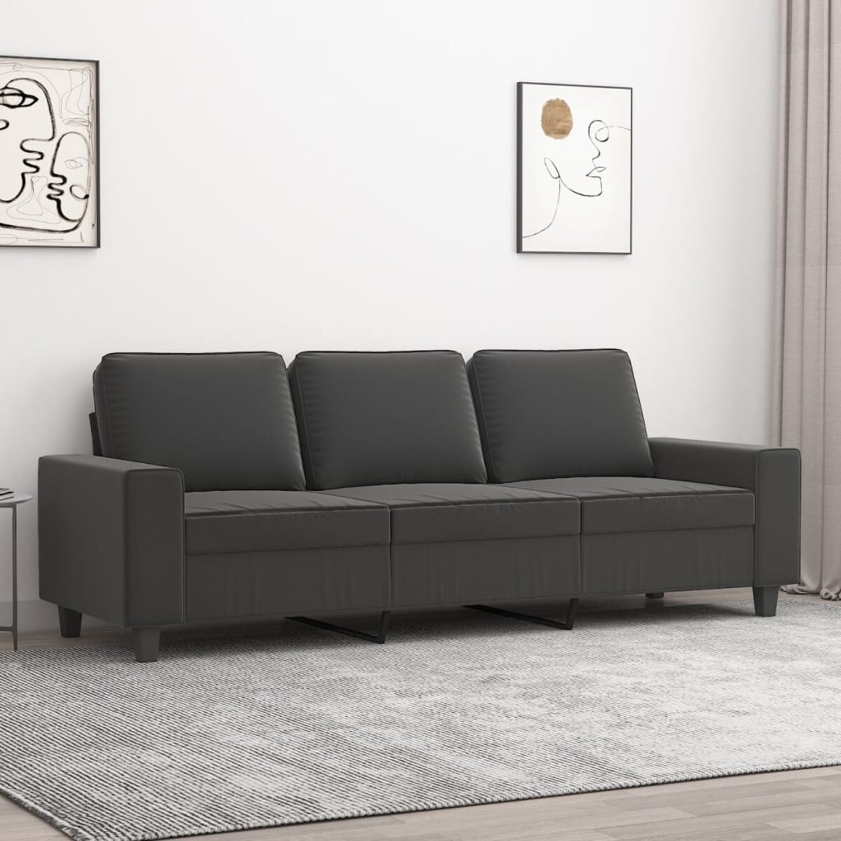 vidaXL 3-osobowa sofa, ciemnoszary, 180 cm, tapicerowana mikrofibrą