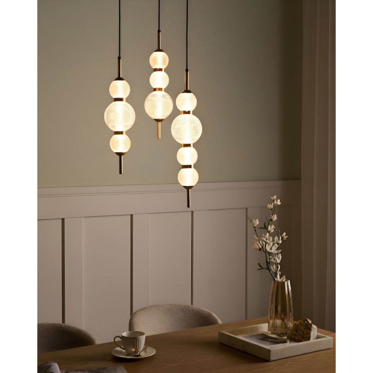 Lampa wisząca 3-punktowa ARAS LED Szkło Złoty