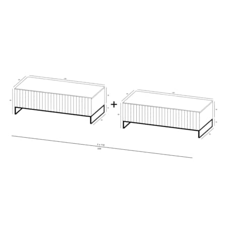 Nowoczesna Szafka RTV Glamour Komoda RTV Ryflowane fronty Czarny Mat 220 cm