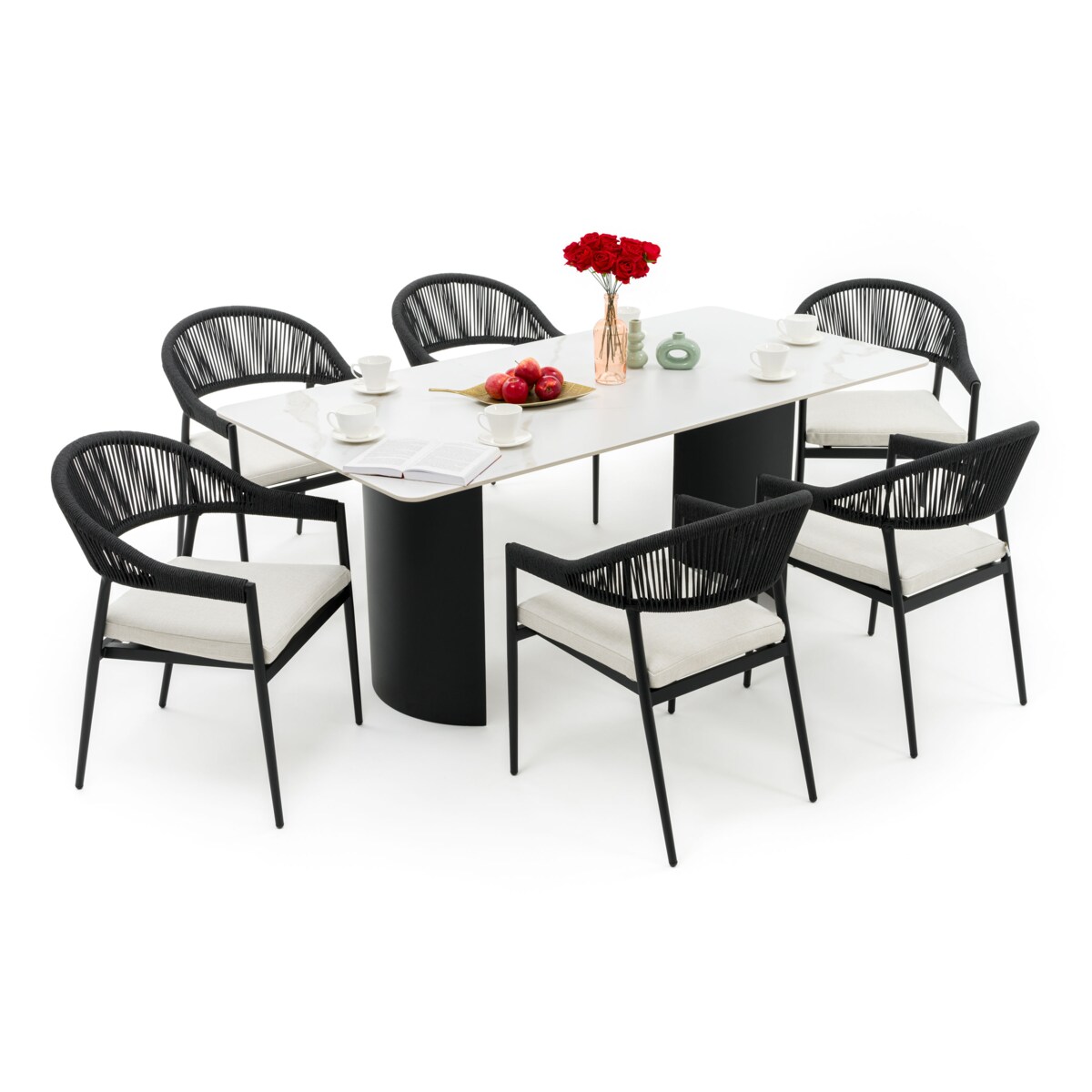 Zestaw mebli ogrodowych aluminiowe nowoczesne BELIZE LUX biało beżowe