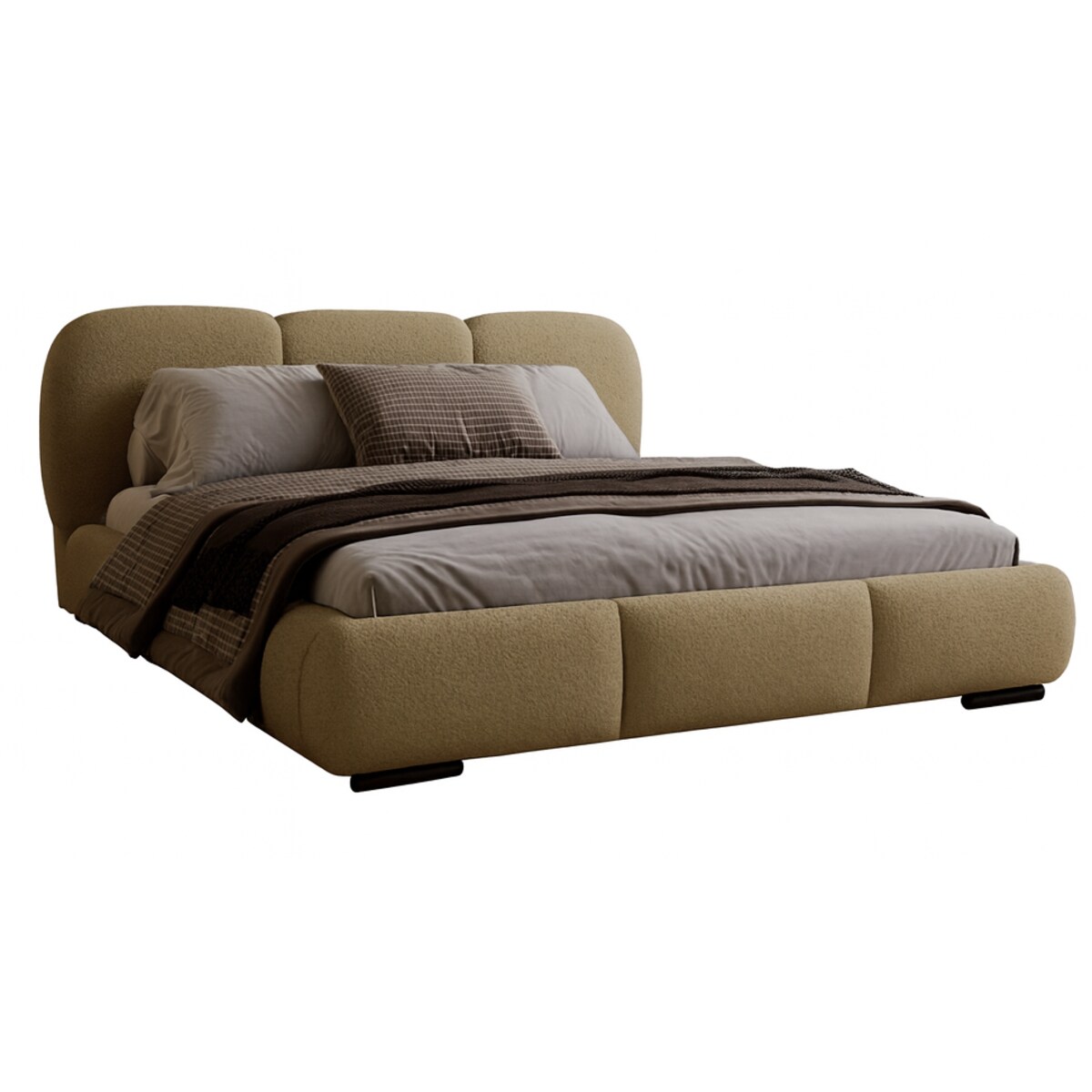 Łóżko tapicerowane 180x200 ROZA z pojemnikiem na pościel, ciemnobeżowe