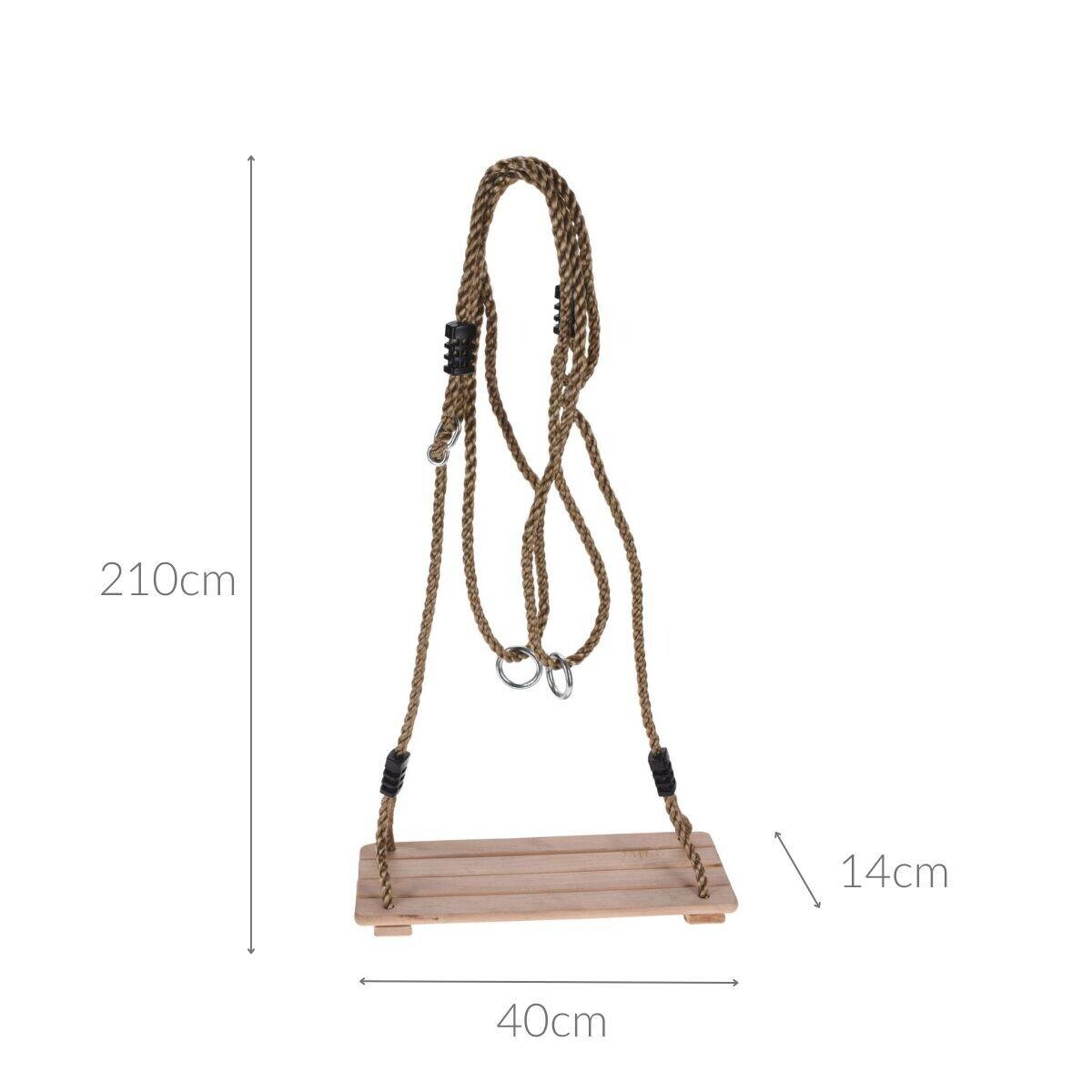 Huśtawka dla dziecka WOOD z drewnianym siedziskiem 40 x 16 cm