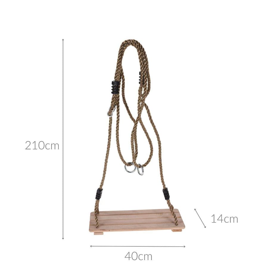 Huśtawka dla dziecka WOOD z drewnianym siedziskiem 40 x 16 cm