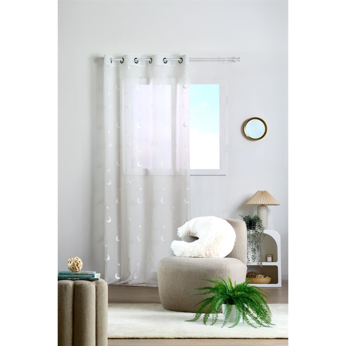 Firana z motywem księżyca 140 x 260 cm