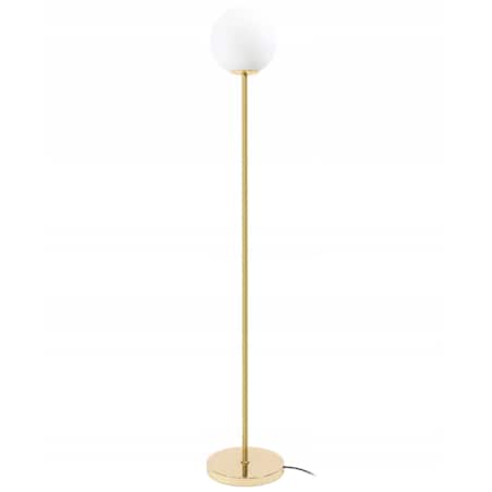 Lampa Stojąca Podłogowa Złota Biały Klosz