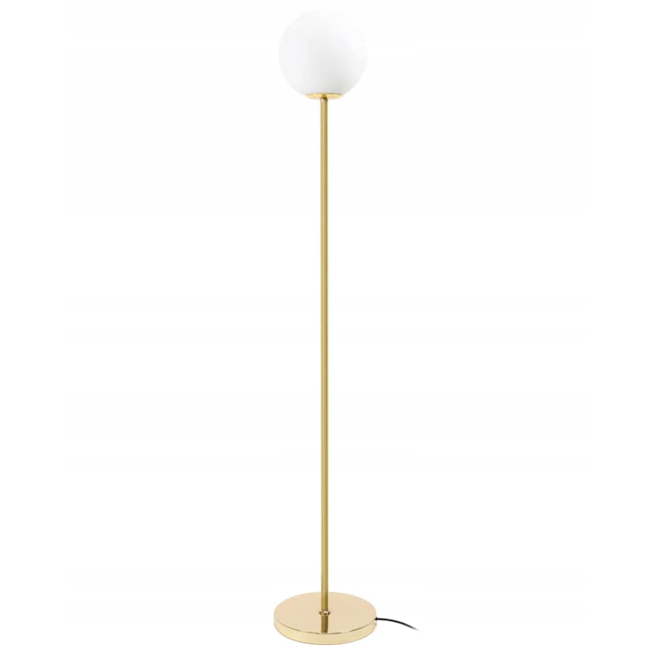 Lampa Stojąca Podłogowa Złota Biały Klosz